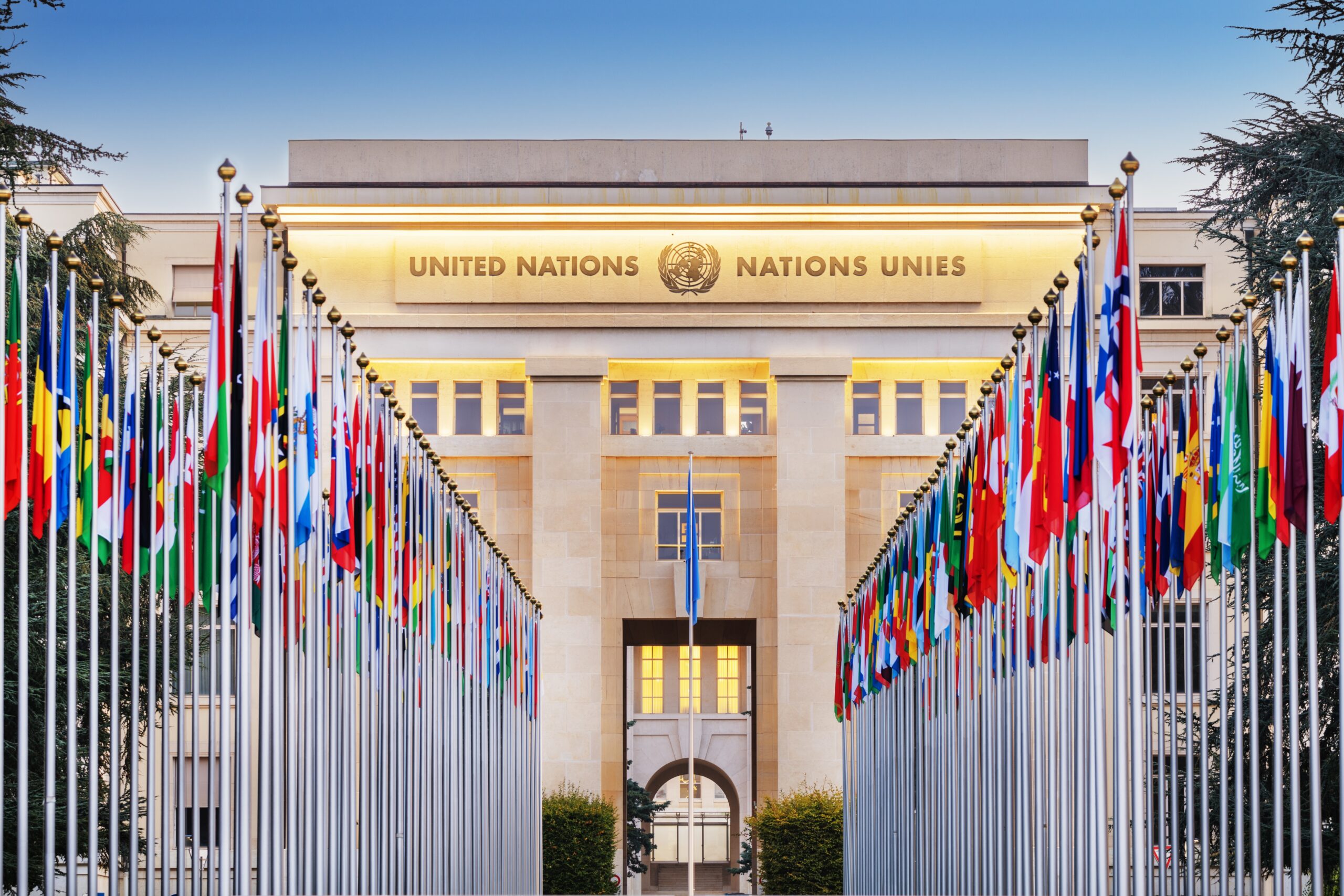 Residential English Camp 2026 in Hua Hin: Transformative UN Learning 1 Residential English Camp 2026 UN Model – United Nations headquarters with international flags in Geneva.