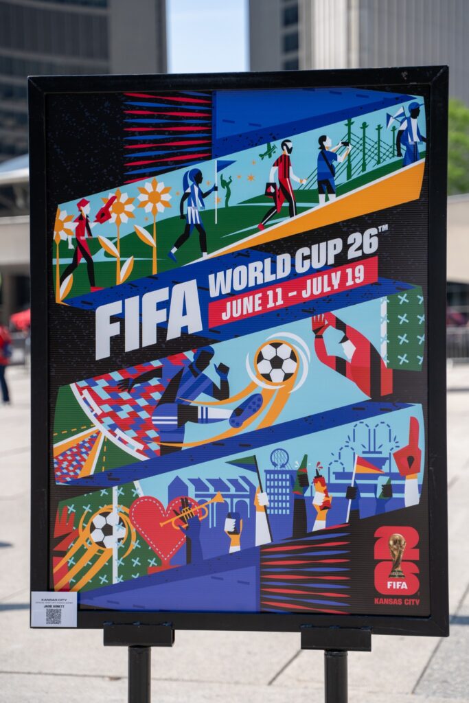 Learn English in Thailand During the FIFA World Cup 2026: Asia’s Journey and Global Excitement 1 FIFA World Cup 2026 poster in Kansas City showing tournament dates June 11 to July 19, used to promote learning through football at Dragon Study Tours for students who want to learn English in Thailand.