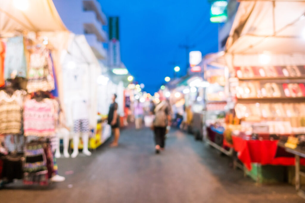 Hua Hin Night Market on a Dragon Study Tour 1 Hua Hin Night Market evening walkway with stalls and lights